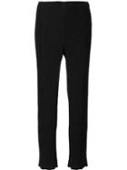 Issey Miyake Pleated Straight Leg Pants, Women's, Size: 3, Black, Polyester