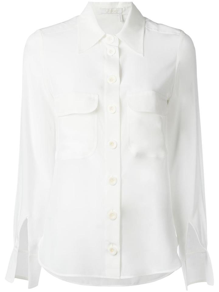 Chloé Cuff Slit Blouse, Women's, Size: 40, Nude/neutrals, Silk
