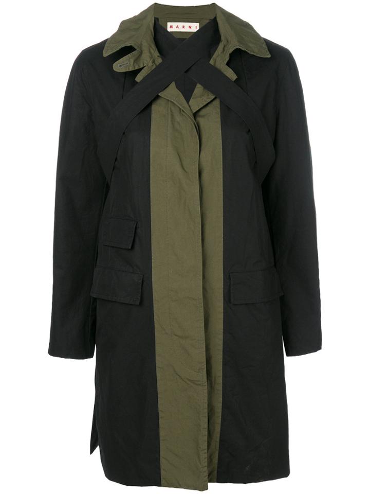 Marni Cross Strap Detail Coat - Blue