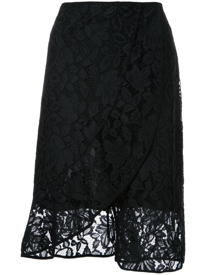 Scanlan Theodore Lace Front Wrap Skirt, Women's, Size: 10, Black, Polyamide