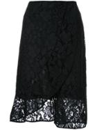 Scanlan Theodore Lace Front Wrap Skirt, Women's, Size: 10, Black, Polyamide