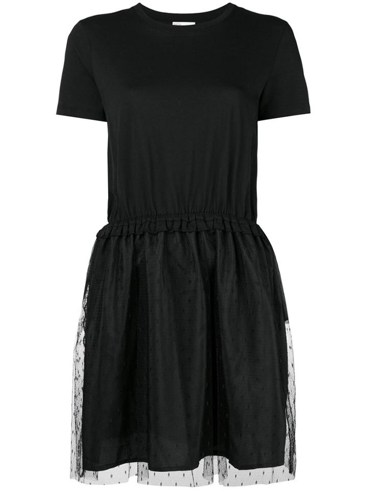 Red Valentino Tulle Point D'esprit Skirt T-shirt Dress - Black