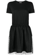 Red Valentino Tulle Point D'esprit Skirt T-shirt Dress - Black