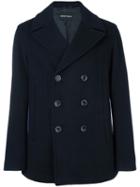 Emporio Armani Classic Peacoat, Men's, Size: Large, Blue, Wool/polyamide/polyester