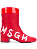 Msgm Logo Ankle Boots - Red