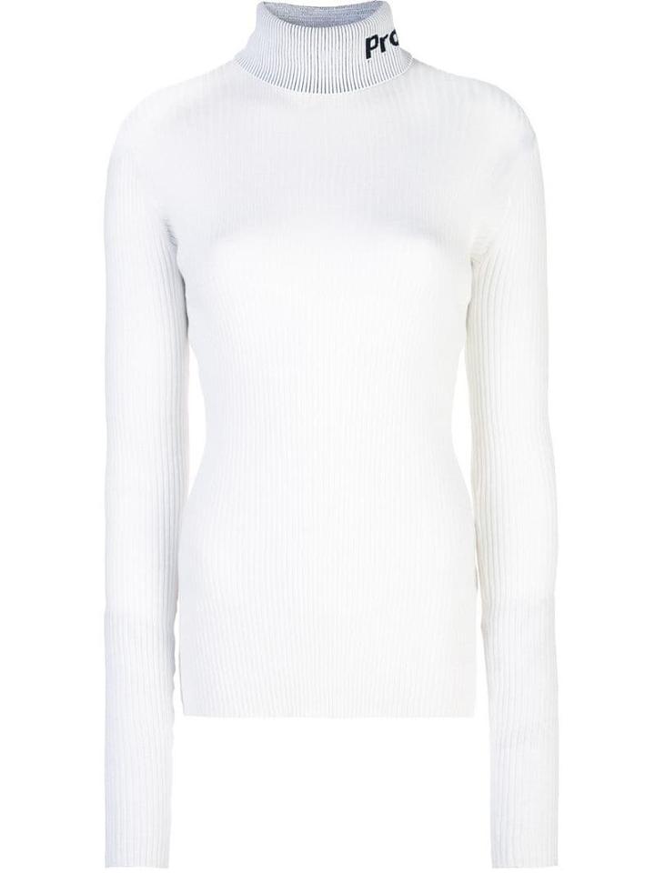 Proenza Schouler Pswl Logo Knit Long Sleeveturtleneck Top - White