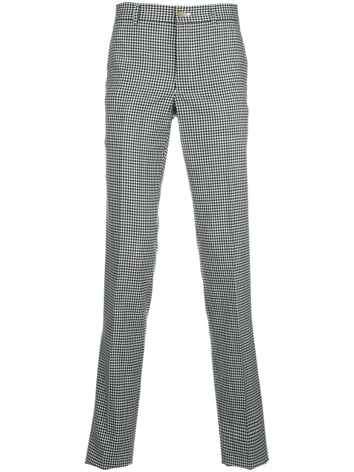 Comme Des Garçons Homme Plus Gingham Straight-leg Trousers - Black