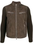 Al Duca D'aosta 1902 Knitted Sleeves Leather Jacket - Brown