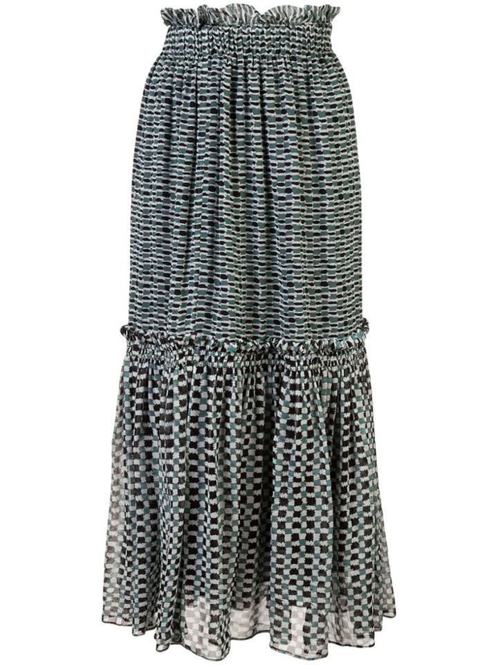 Proenza Schouler Crepe Chiffon Tiered Skirt - Blue