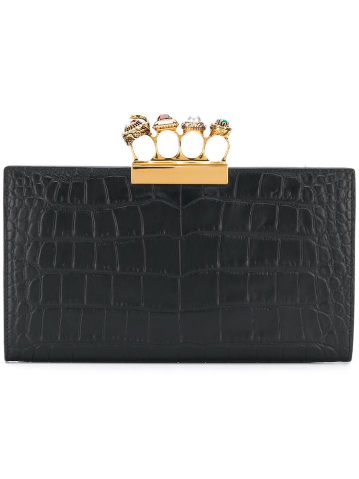Alexander Mcqueen Four-ring Clutch Bag - Black