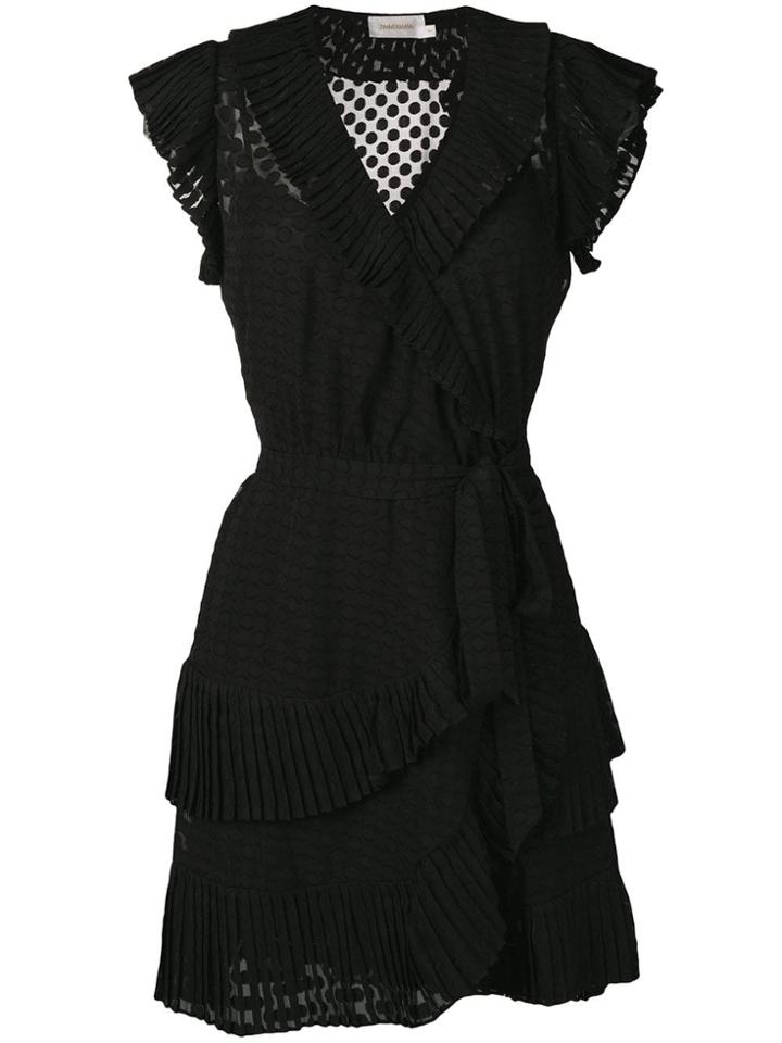 Zimmermann Plisse Mini Wrap Dress - Black