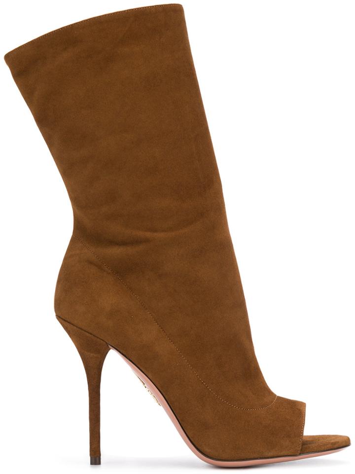 Aquazzura Eclair Peep Toe Bootie - Brown