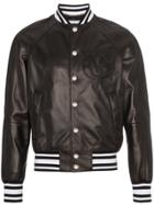 Givenchy Logo Leather Bomber Jacket - Black