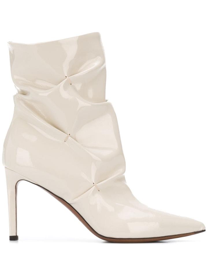 L'autre Chose Crinkled Ankle Boots - Neutrals
