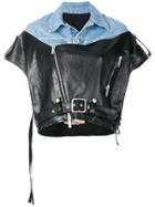 Unravel Project Mixed-material Biker Jacket - Blue