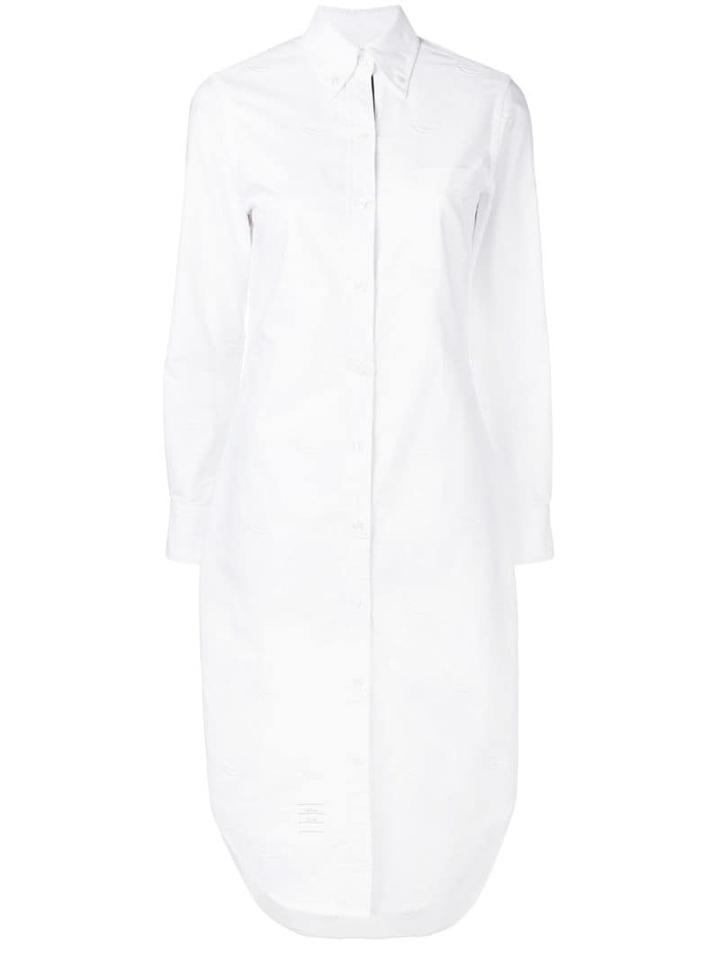 Thom Browne Duck Embroidered Shirtdress - White