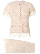 Chanel Vintage Frayed Two-piece Knit Suit - Neutrals