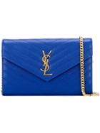 Saint Laurent 'monogram' Wallet On Chain Shoulder Bag, Women's, Blue