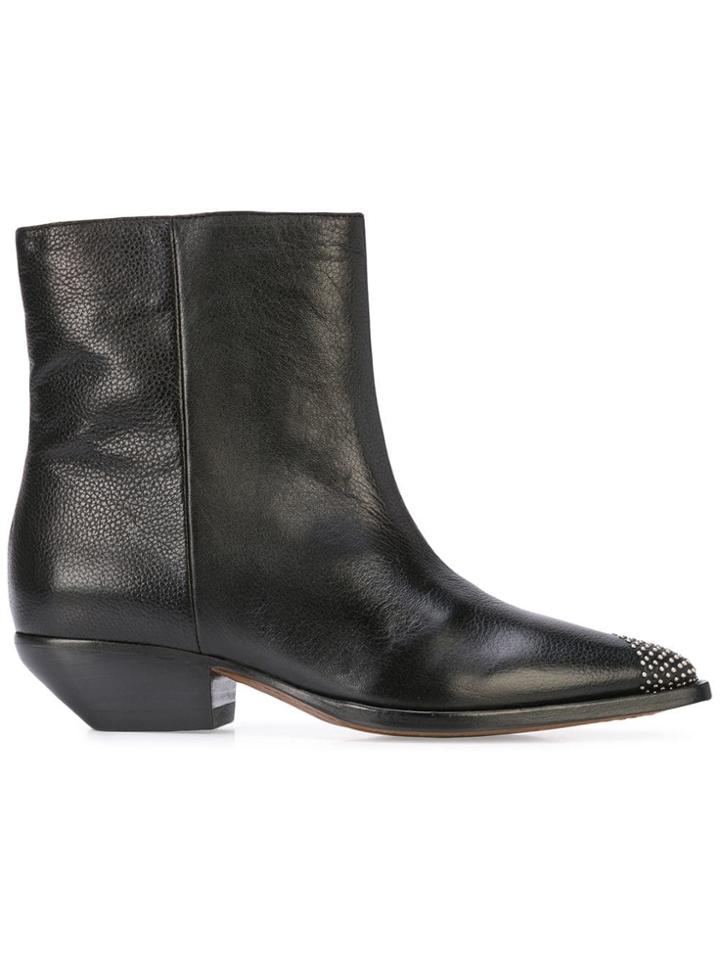 Iro Block Heel Ankle Boots - Black