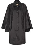 Burberry Cape Detail Nylon Twill Belted Coat - Black