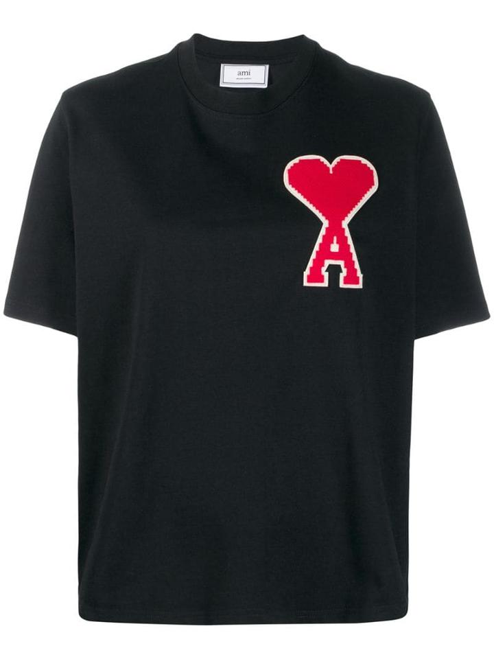 Ami Alexandre Mattiussi Ami Coeur Appliqué T-shirt - Black