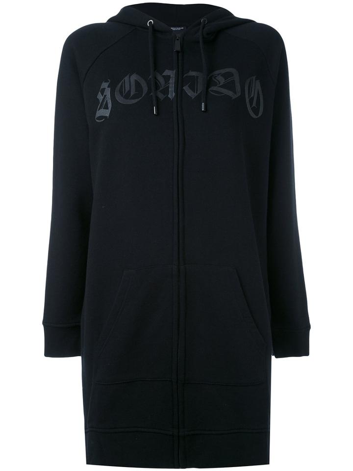 Gothic Print Oversize Hoodie - Women - Cotton - Xs, Black, Cotton, Marcelo Burlon County Of Milan