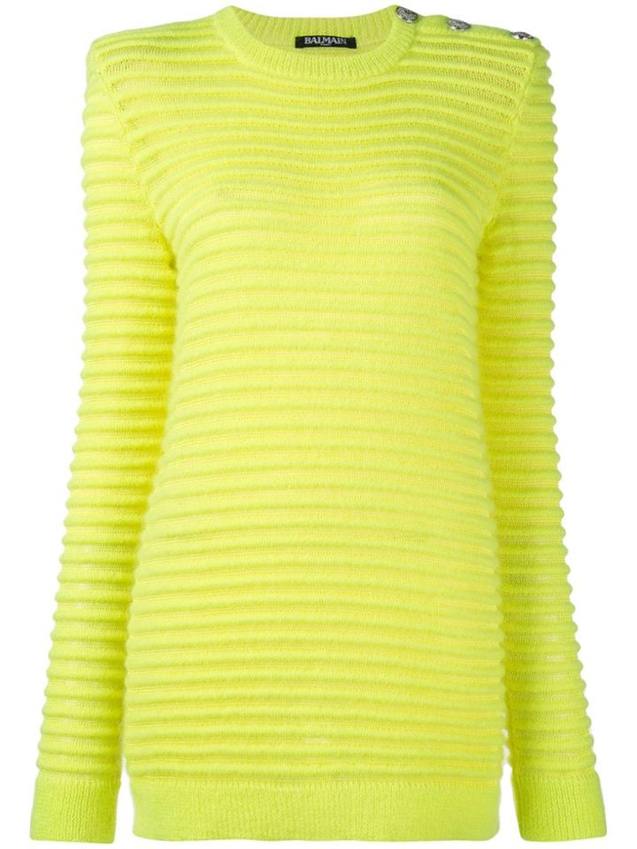 Balmain Long Crew-neck Jumper - Yellow & Orange