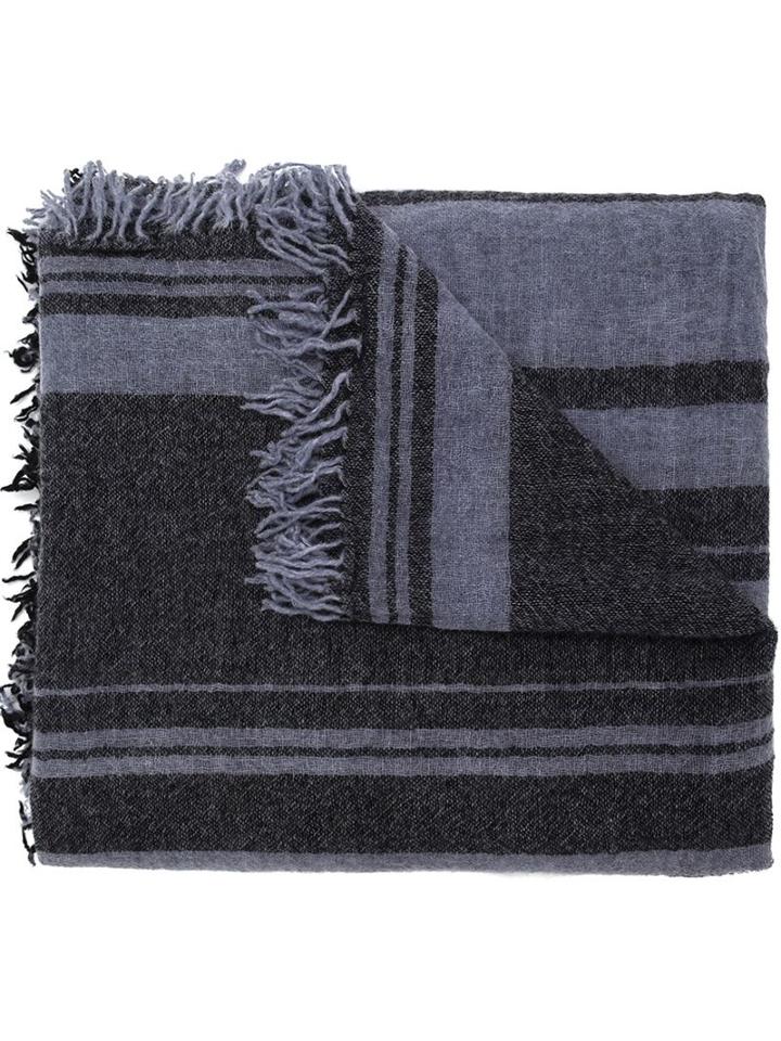 1-100 Striped Scarf, Adult Unisex, Grey, Cashmere/virgin Wool
