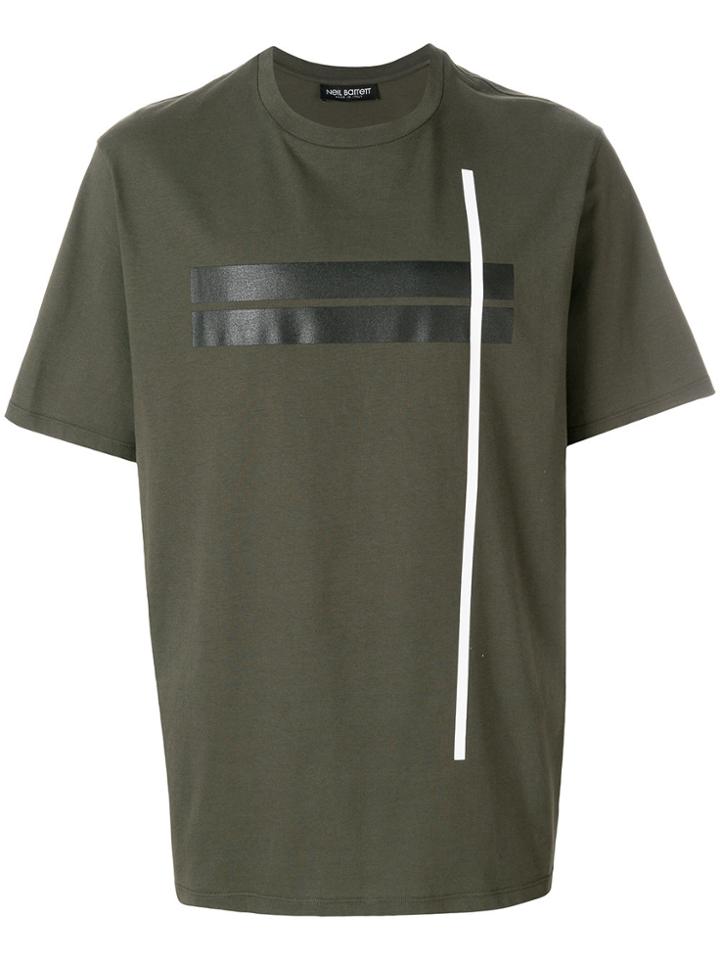 Neil Barrett Block And Thin Stripe Print T-shirt - Green