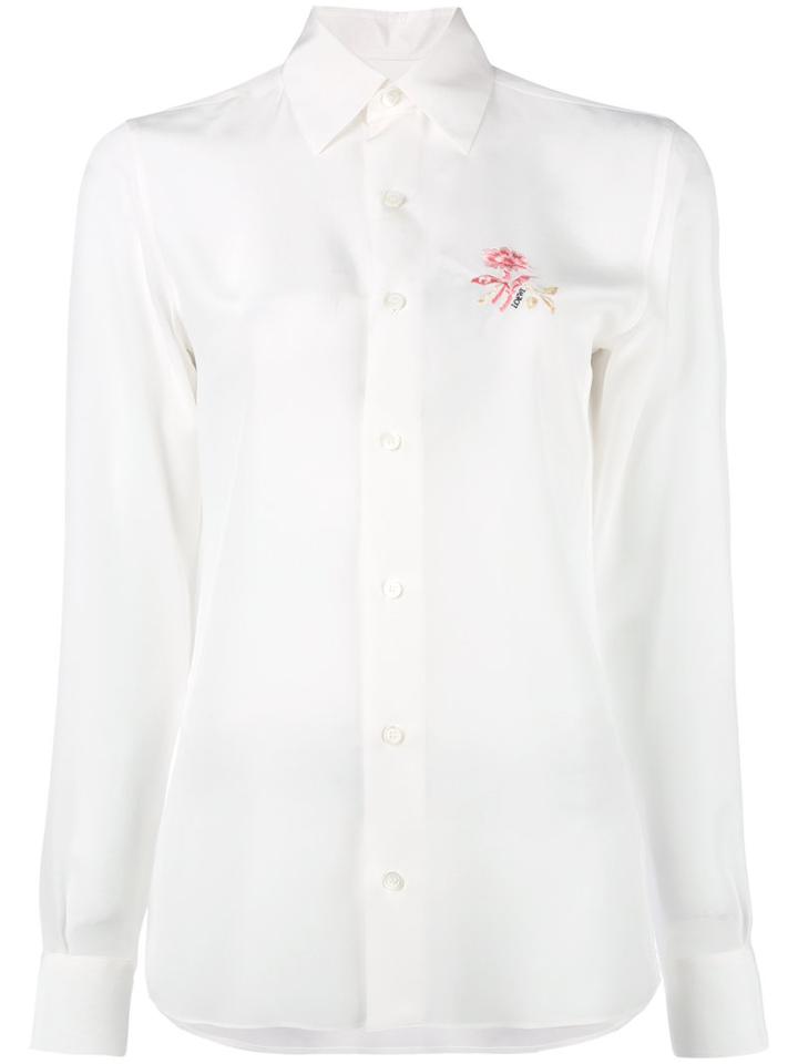Loewe Embroidered Flower Shirt, Women's, Size: 42, White, Silk