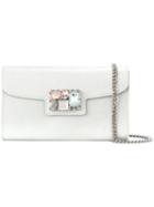 Casadei - Jewelled Chain Strap Clutch Bag - Women - Nappa Leather/crystal/kid Leather - One Size, Grey, Nappa Leather/crystal/kid Leather