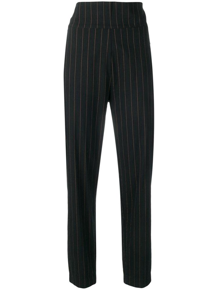 Romeo Gigli Vintage 1990's Pinstripe High-rise Trousers - Black