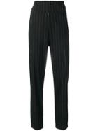 Romeo Gigli Vintage 1990's Pinstripe High-rise Trousers - Black