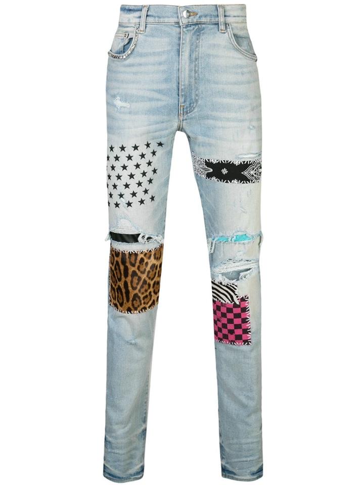 Amiri Patched Slim Jeans - Blue