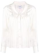 Thom Browne Pleated Drop Collar Silk Shirt - White