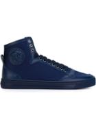 Versace Classic Hi-top Sneakers, Men's, Size: 42, Blue, Cotton/leather/rubber