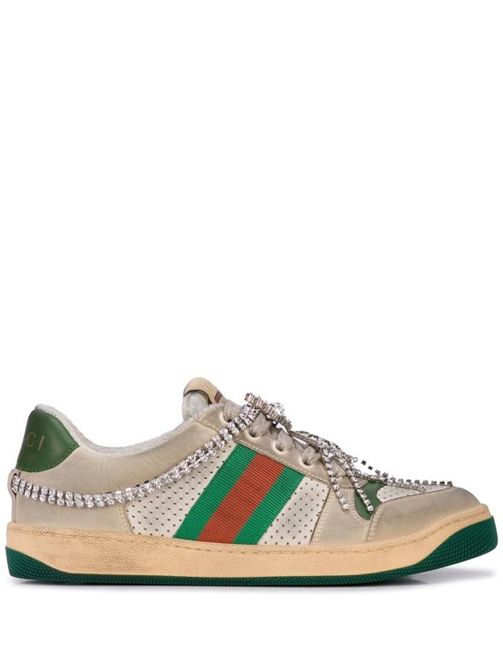 Gucci Women's Screener Sneaker With Crystals - Green