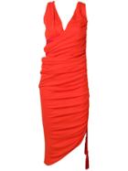 Lanvin Ruched Asymmetric Dress - Red