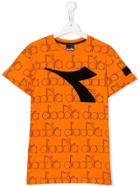 Diadora Junior Teen Monogram Logo Printed T-shirt - Yellow & Orange