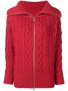 Self-portrait Cable-knit Cardigan - Red
