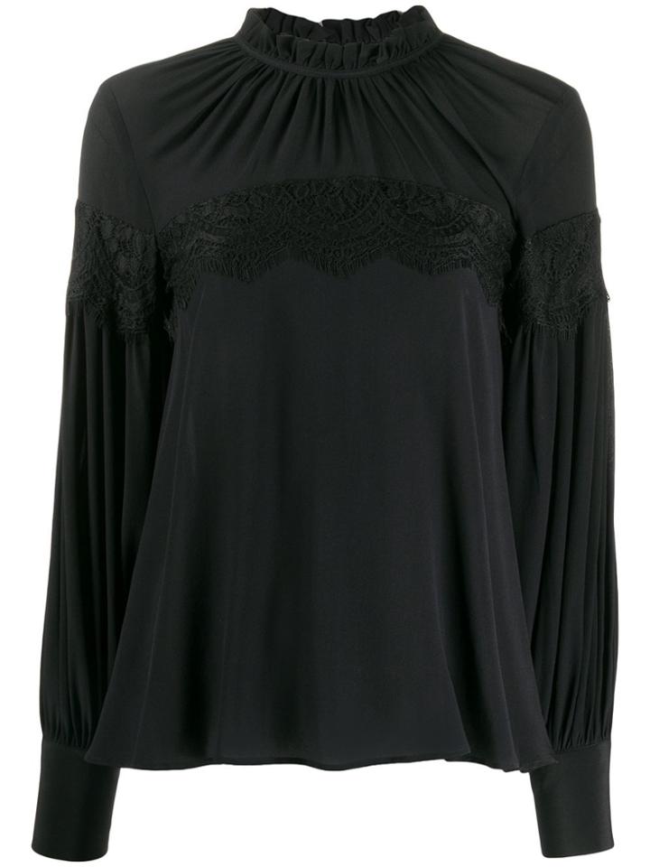 L'autre Chose Lace Panel Bohemian Blouse - Black