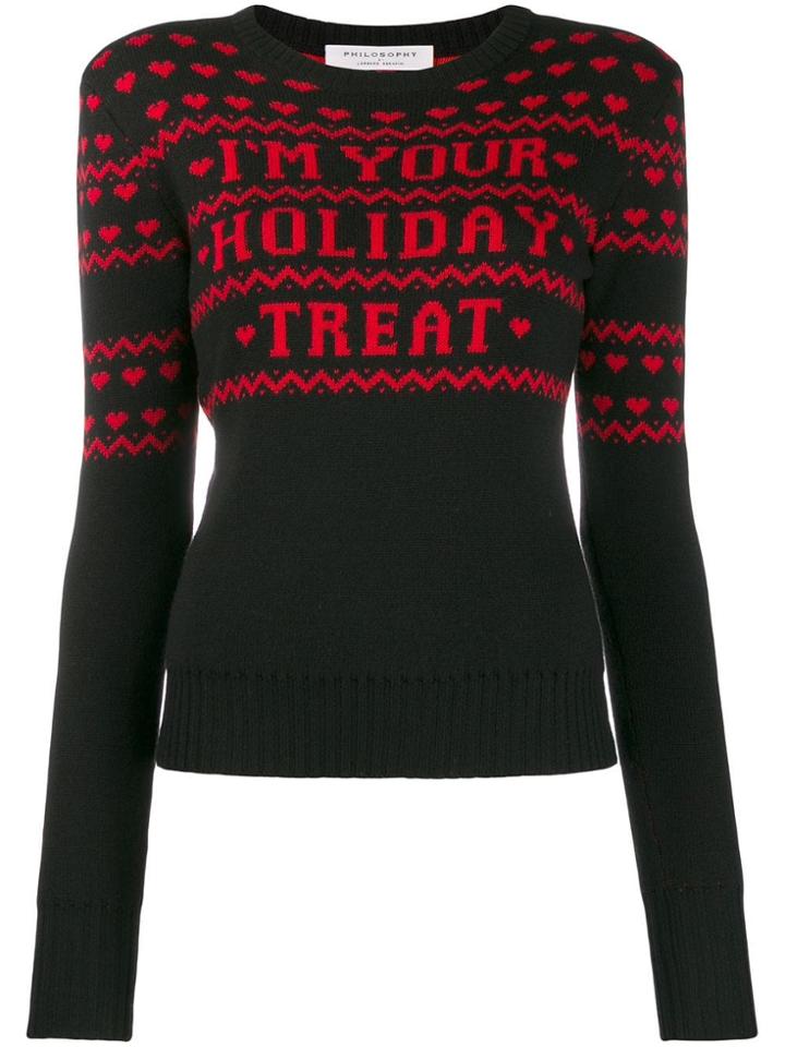 Philosophy Di Lorenzo Serafini Christmas Printed Jumper - Black