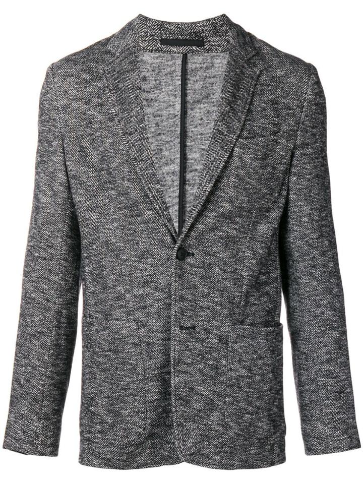 Z Zegna Melange Woven Blazer - Black