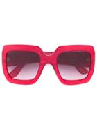 Gucci Eyewear Oversize Square Frame Sunglasses - Red
