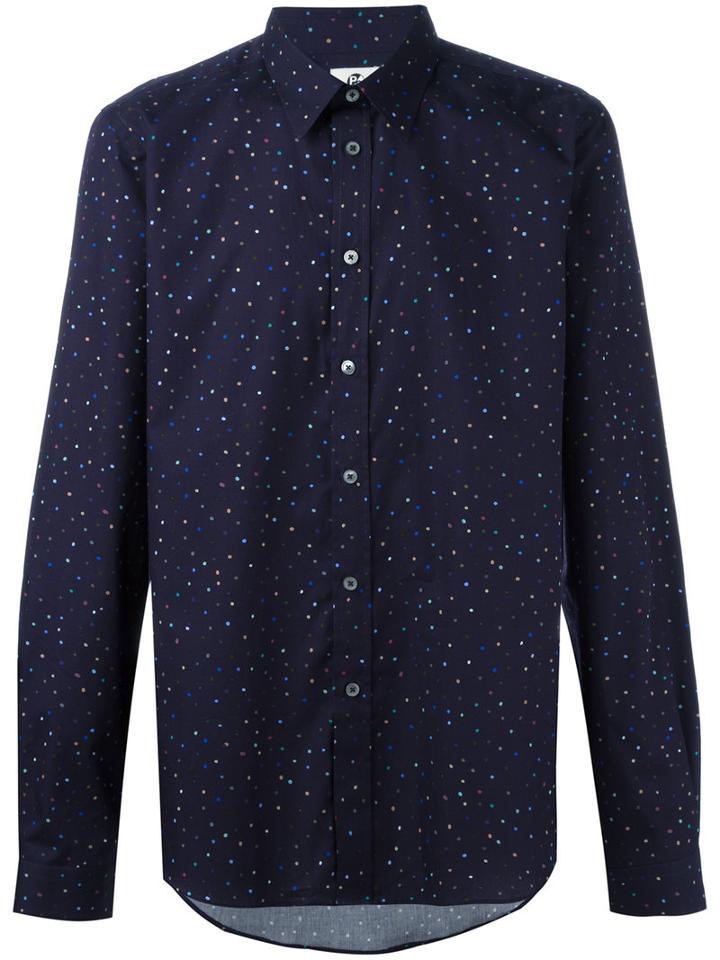 Ps By Paul Smith Allover Dots Print Shirt, Men's, Size: Medium, Pink/purple, Cotton