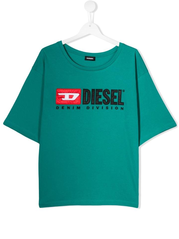 Diesel Kids Teen Logo Print T-shirt - Green