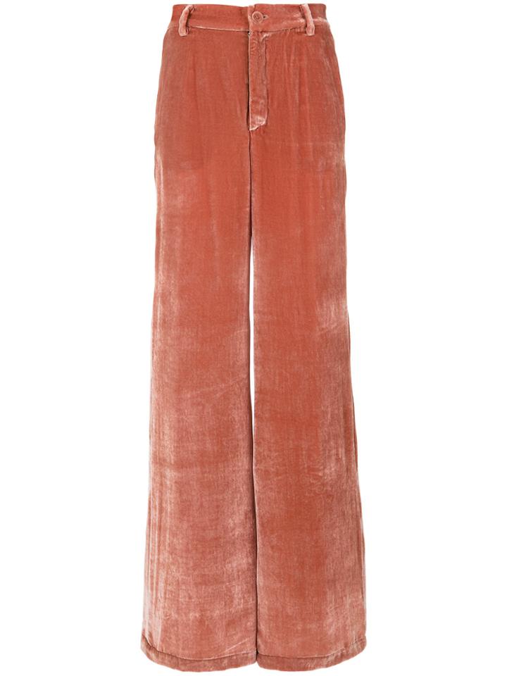 Reinaldo Lourenço Velvet Wide Leg Trousers - Pink & Purple