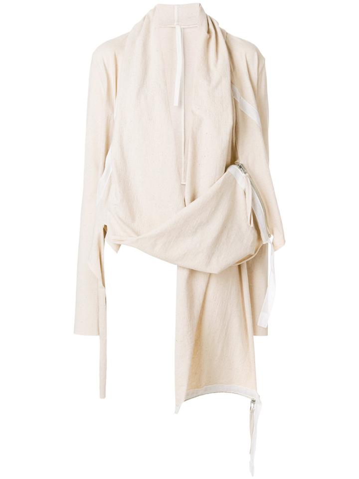 Barbara I Gongini Draped Long-sleeve Cardigan - Nude & Neutrals