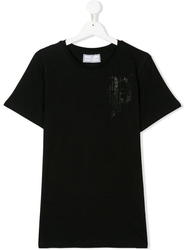 Philipp Plein Junior Teen Logo Studded T-shirt - Black