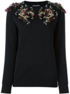Dolce & Gabbana Embellished Jumper, Women's, Size: 40, Black, Cotton/crystal/plastic/nylon